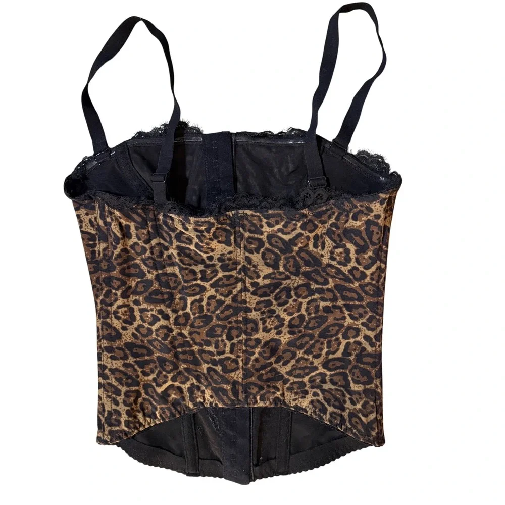 NWT Popilush Animal Print Lace Corset Shapewear Top W/ Detachable Straps - Small